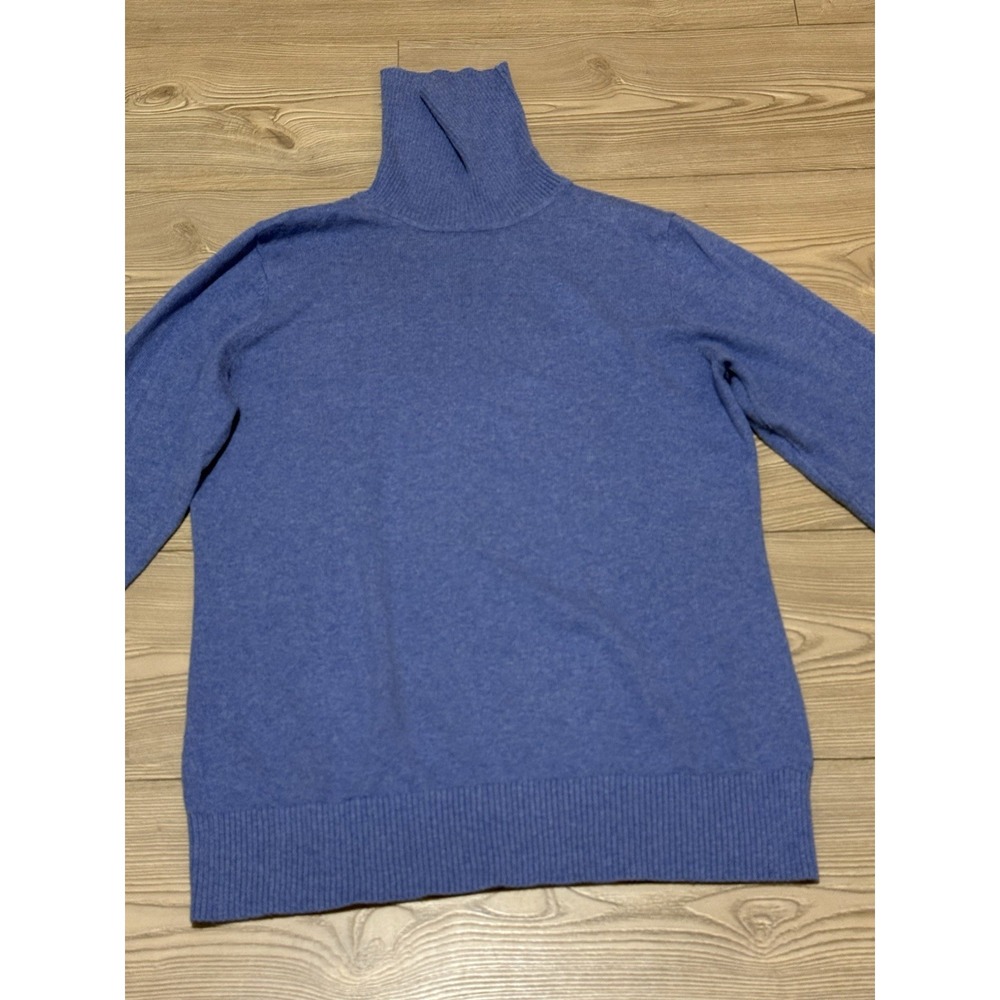 L.L. Bean Women's Turtleneck Sweater Deep Blue 95% Cotton 5% Cashmere Medium - Picture 2 of 13